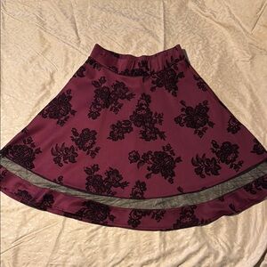 Faith and Joy Red and Black Knee Length Skater Skirt